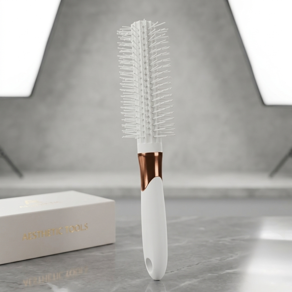 Aesthetic Ergonomic Thermal Round Hair Styler with Heat-Resistant Bristles