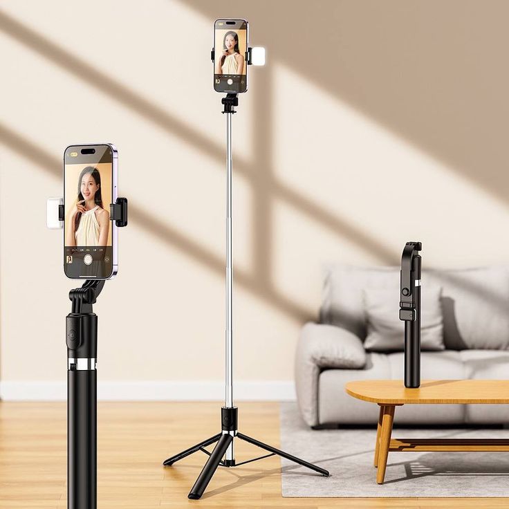 R1S-L 1.7M Bluetooth Selfie Stick With Fill Light Remote Control Tripod Stand