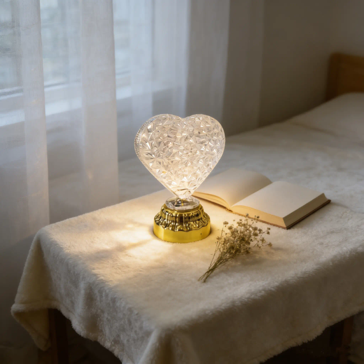 Night Light Lamp With Love Shape Home Decor LED Crystal Lamp For Gift