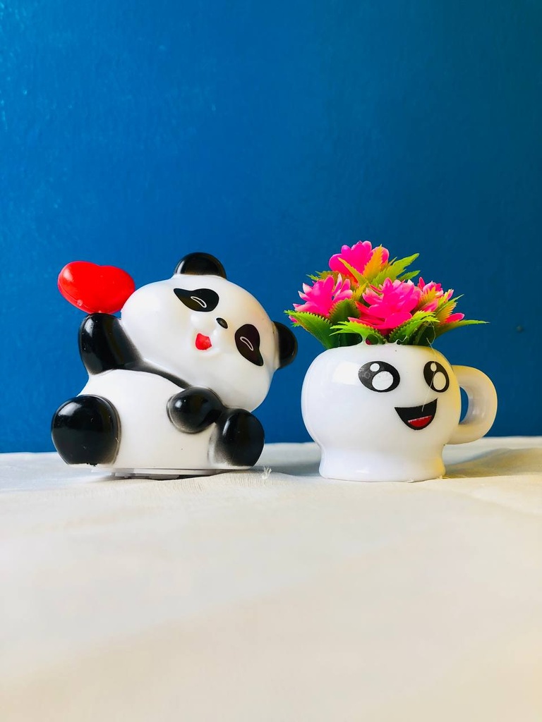 Cute Panda Showpiece With an Artificial Flower Pot Combo For Gift & Decor