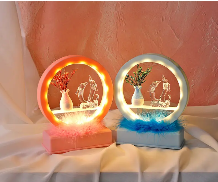 Flower Dolphin Nightlight Decoration Gift Box Bedroom Decoration